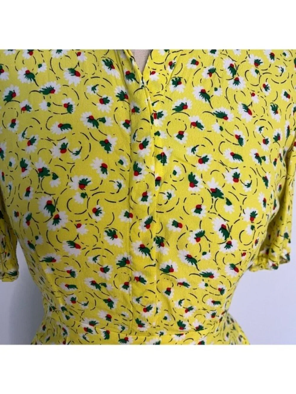 & OTHER STORIES Fit & Flare‎ Yellow Ditsy Floral Dress Size 4 - Picture 4 of 7